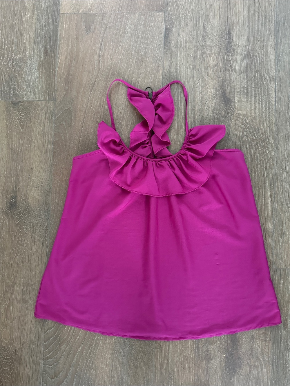 Prototype Ruffled Halter Camisole in Fuchsia.